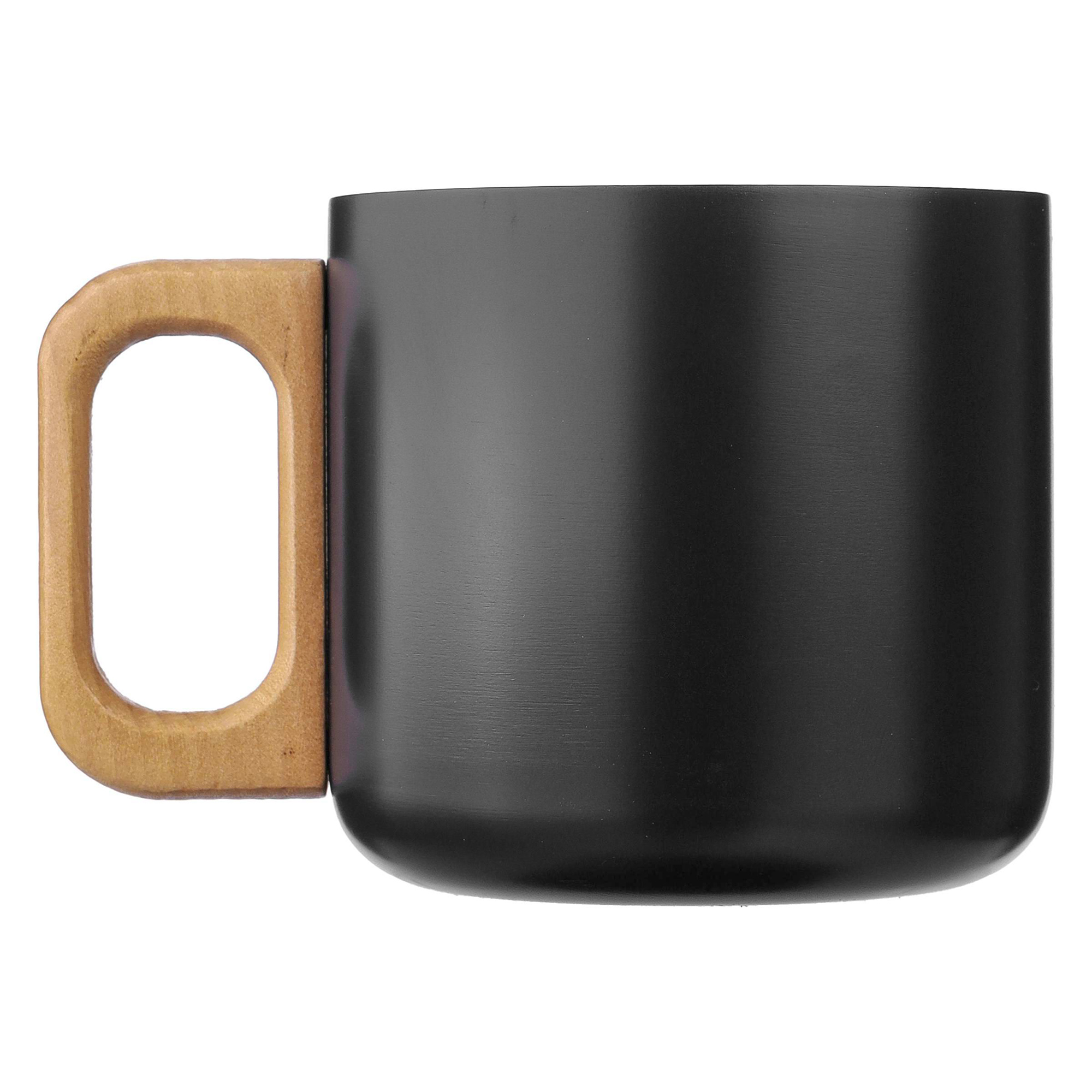 Tazza in acciaio inox – 400 ml | Doppia parete | Acciaio inox riciclato | Manico in legno