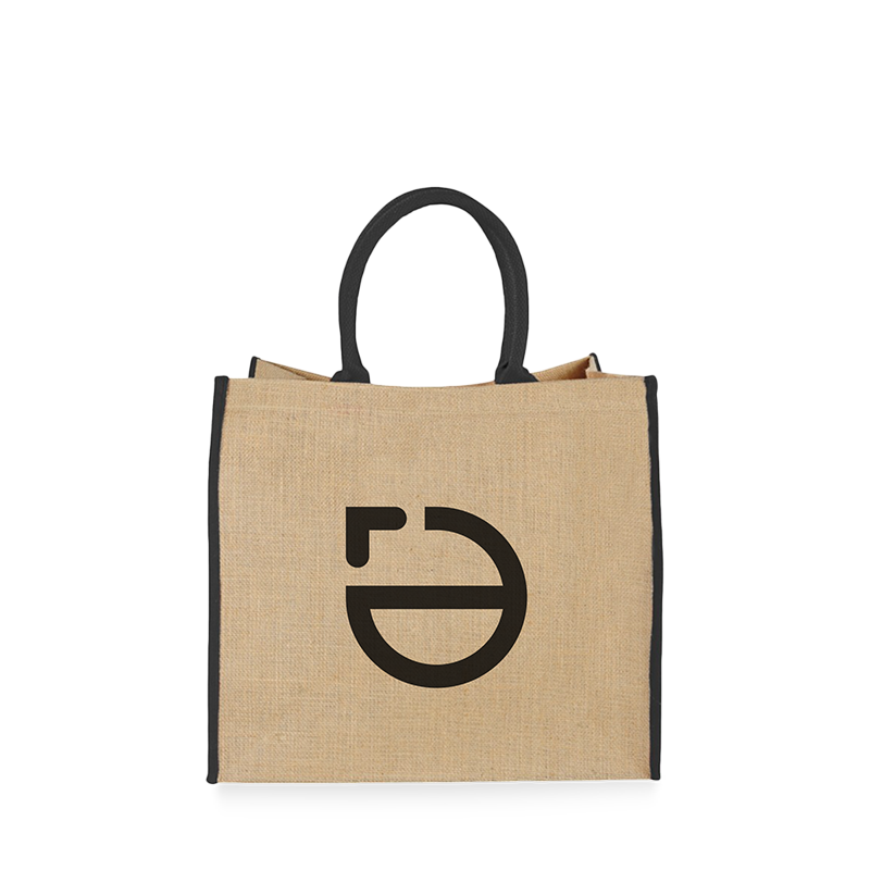 Borsa in juta | Grande | Con chiusura in velcro | 40 x 18 x 35 cm | Stampa 1 colore