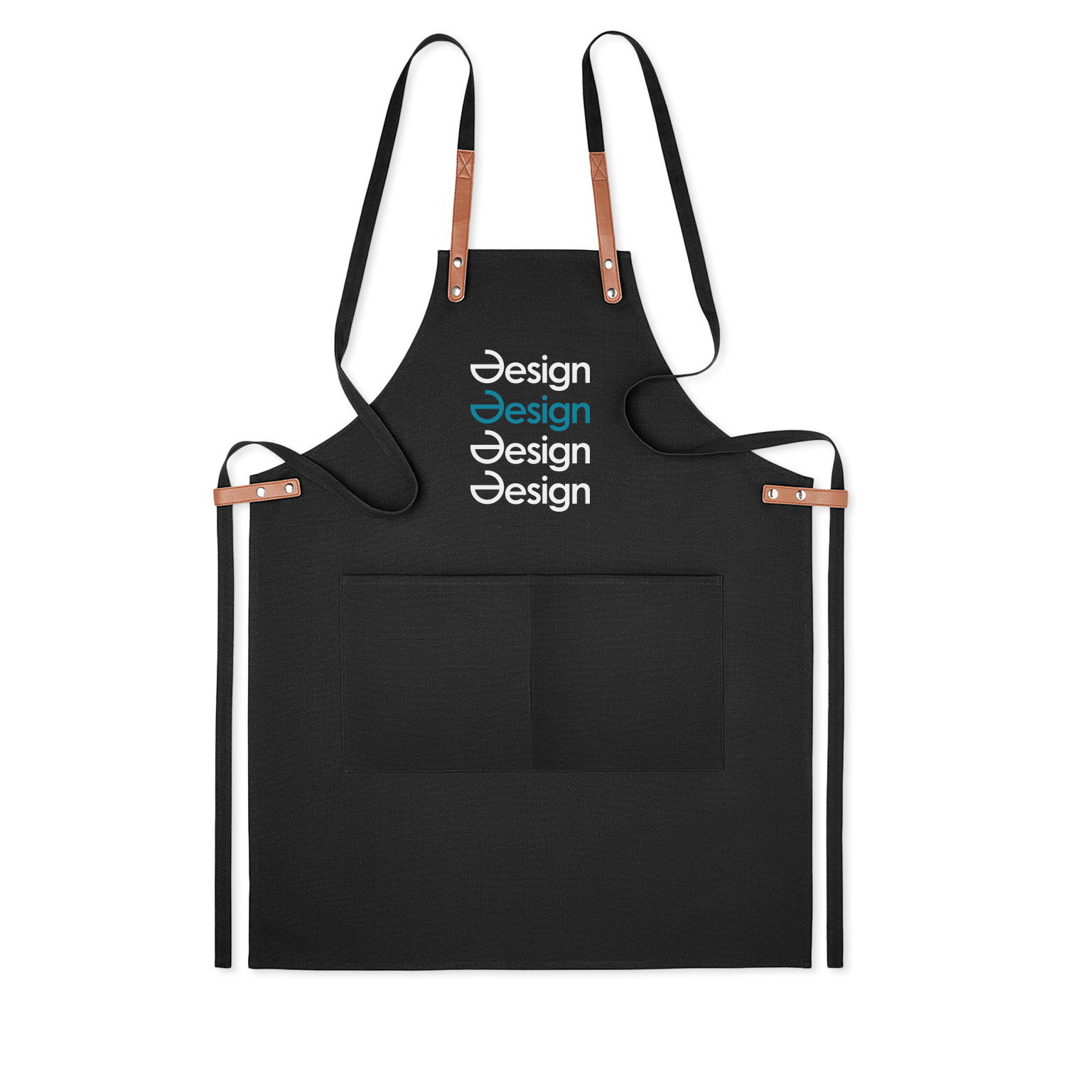 Grembiule - Cotone biologico | 2 tasche frontali | Dettagli in ecopelle | Stampa fino a 4 colori