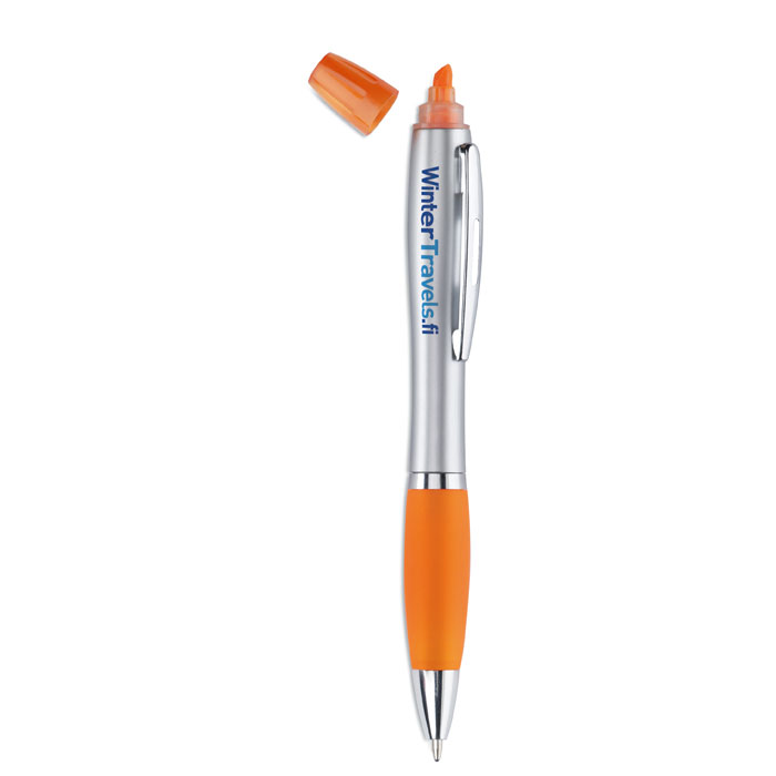 Penna a sfera 2 in 1 | evidenziatore e penna a sfera | plastica | inchiostro blu