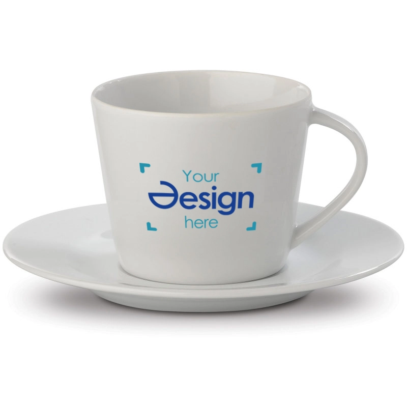 Tazza cappuccino - 160 ml | Con piattino | Stampa a 1-4 colori
