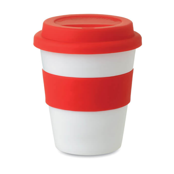 Tazza da caffè da asporto - 350 ml | Plastica e silicone | Stampa su pneumatico o tazza