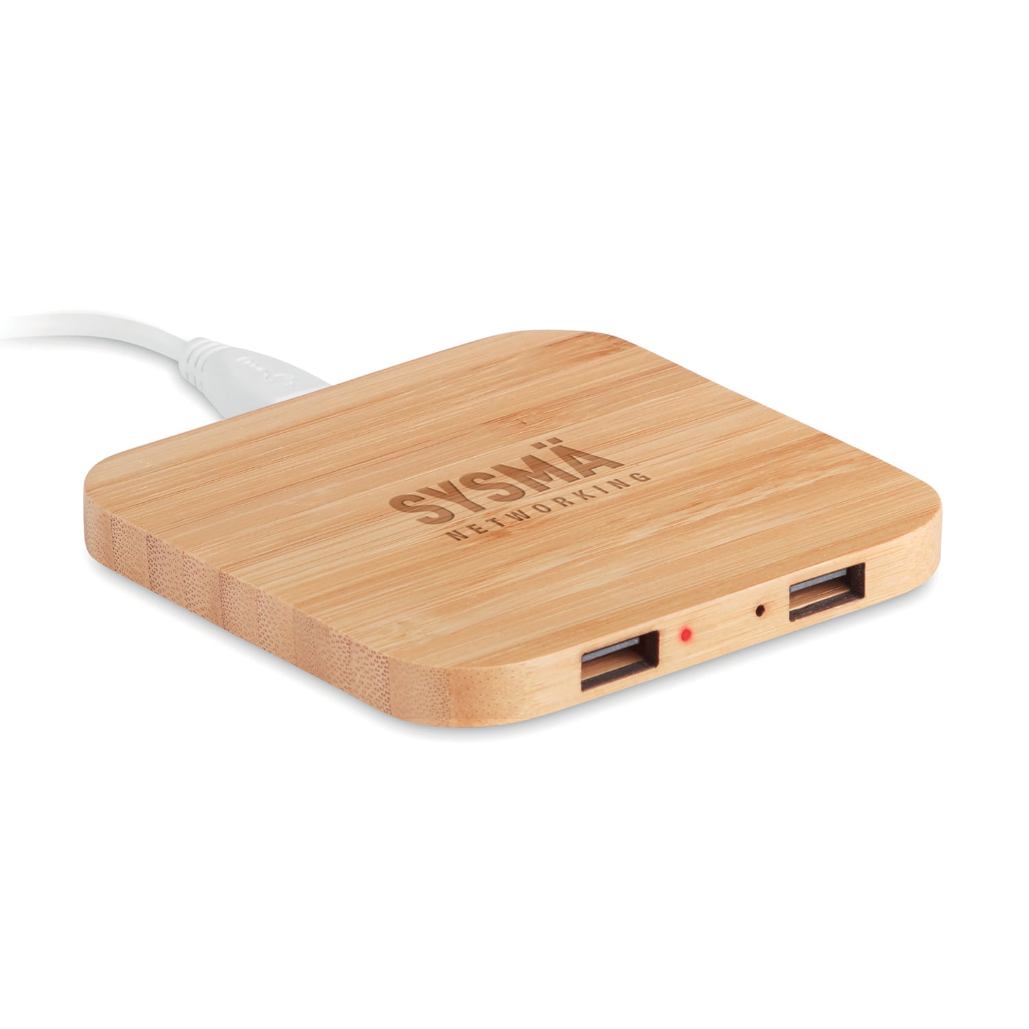 Caricabatterie - Senza fili | Bambù | 2 porte | Porta USB