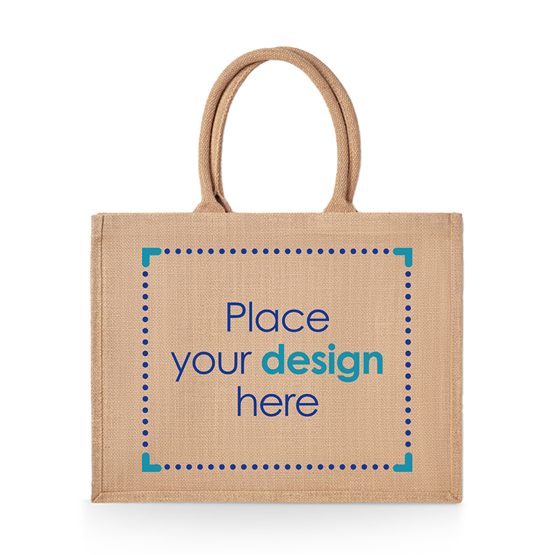 Borsa per la spesa in iuta | Manici corti | 40 x 17 x 32 cm | Stampa fino a 4 colori