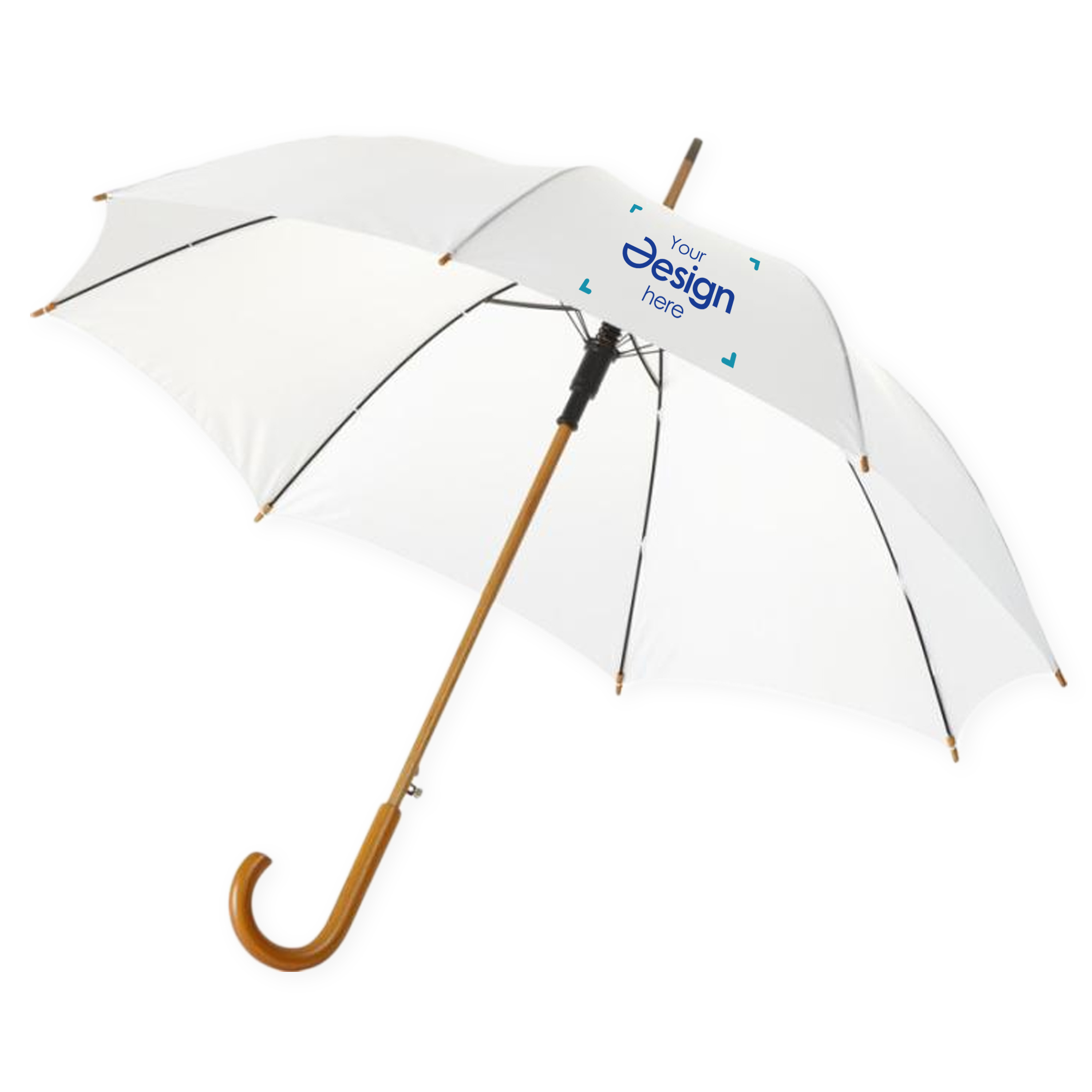 Ombrello - Ø 106 cm | Manico in legno con stecche in metallo | Manico in legno