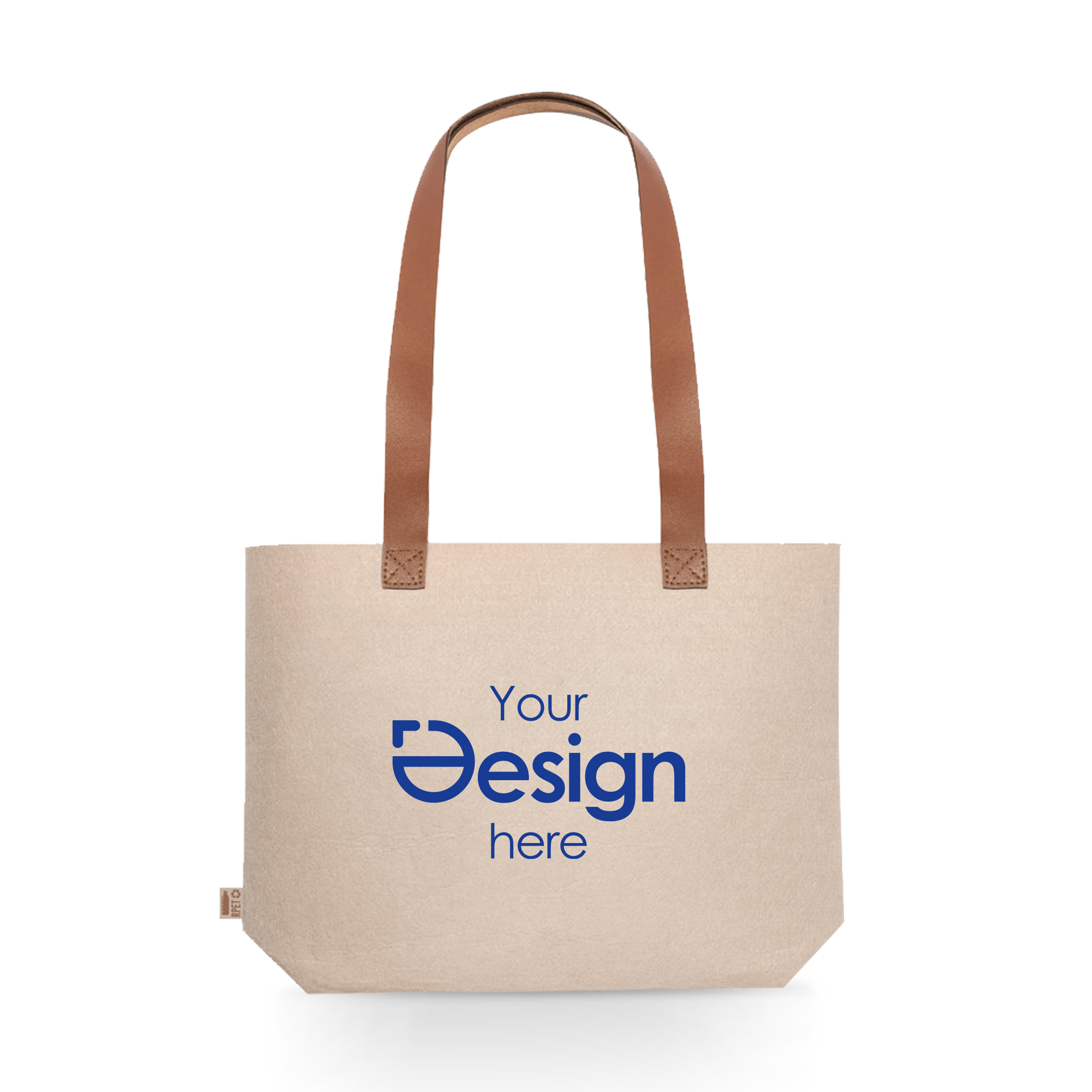 Shopper in feltro - RPET| 40x15x42cm | Manici in pelle PU | Stampa 1 colore