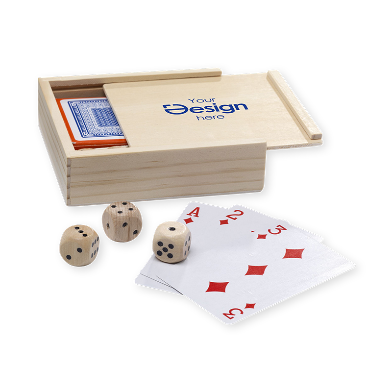 Gioco di dadi - Scatola di legno | Dadi e gioca | Carte