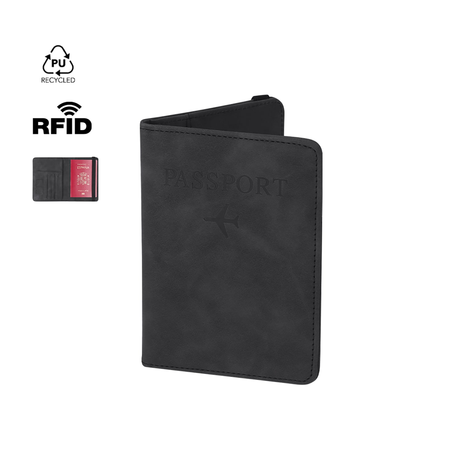 RFID porta passaporto – PU riciclato | Scomparti multipli | Sicuro