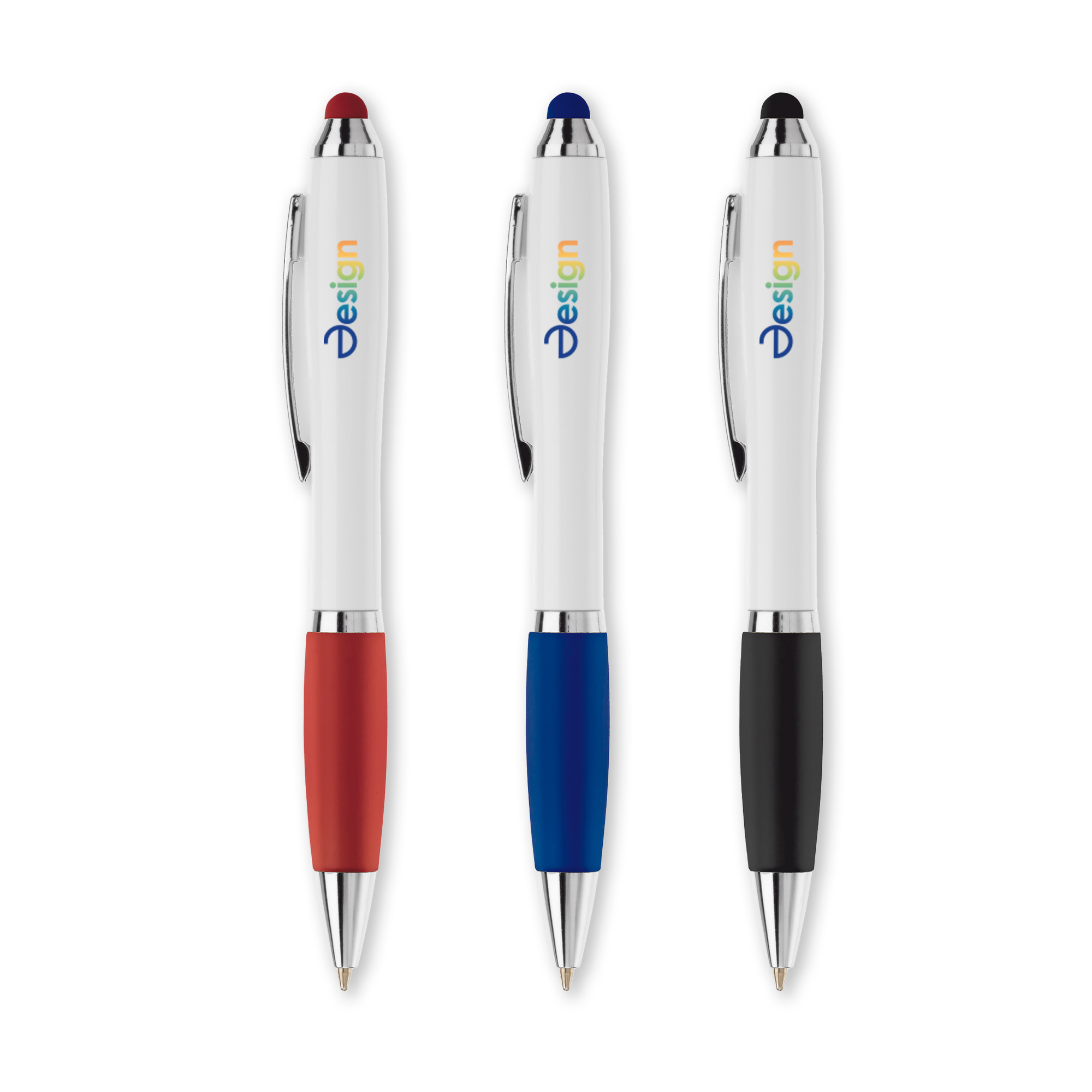 Touchpen – Quadricromia | Con impugnatura in gomma | Meccanismo girevole