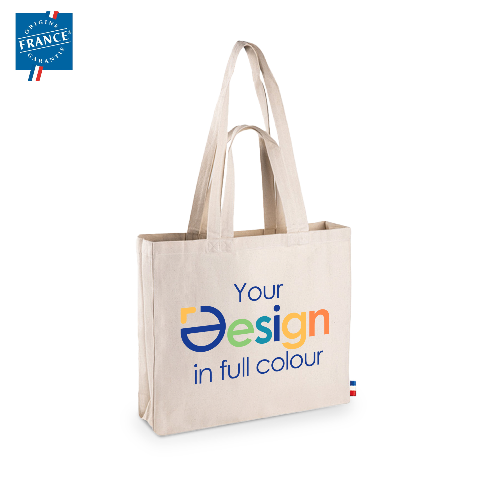 Borsa in cotone Goodjour - 220 gr/m2 | Prodotta in Francia | Doppio manico | Con soffietto