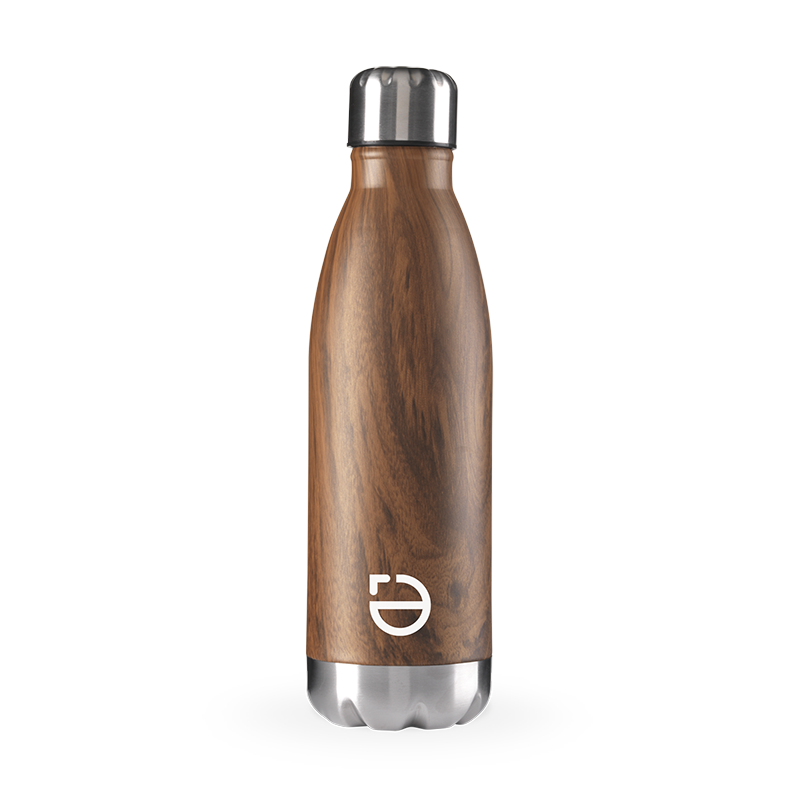 Bottiglia termica - 500 ml | Acciaio inossidabile con aspetto legno | A prova di perdite