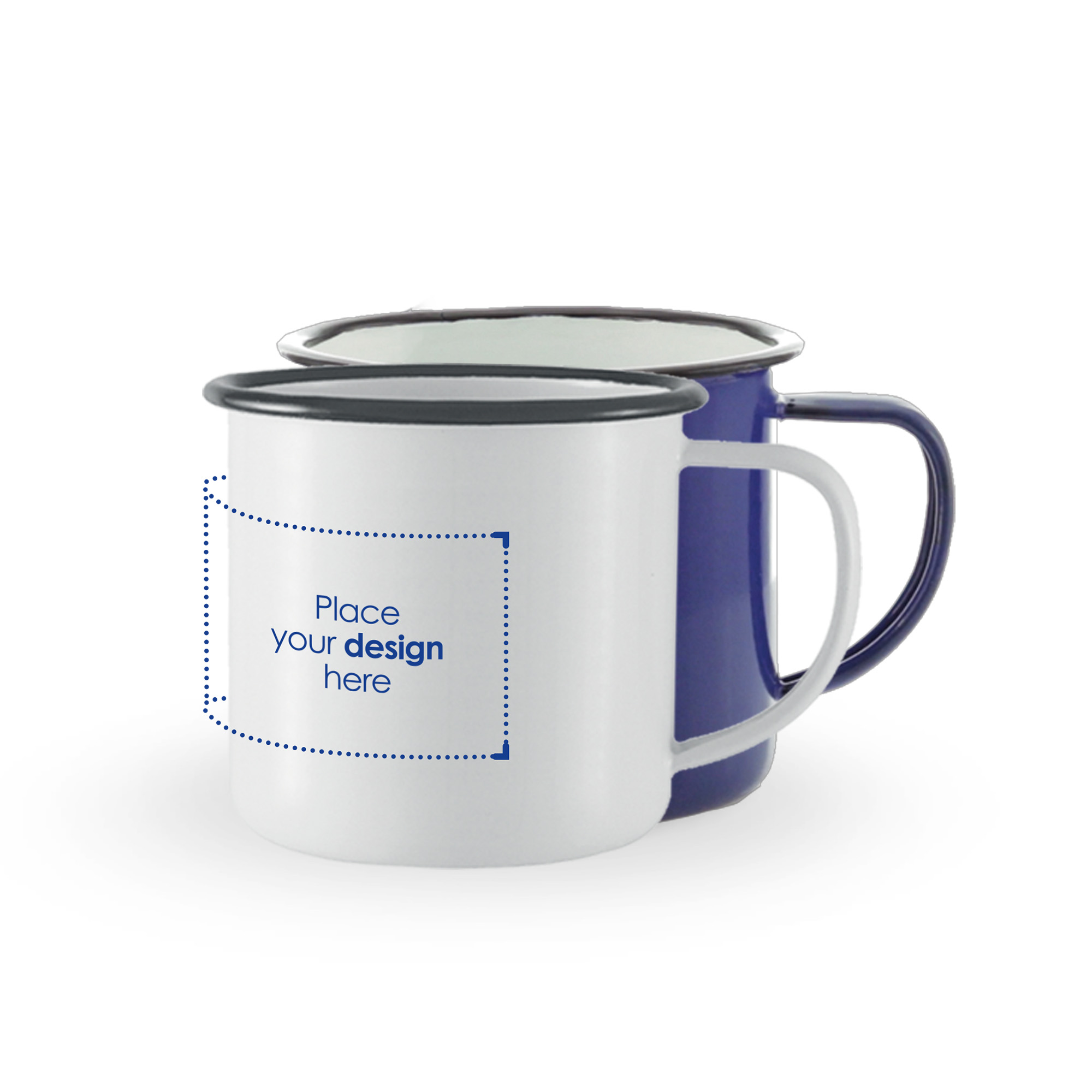 Tazza smaltata - 350 ml | Colorato | Budget - Design vintage | Stampa a 1-4 colori