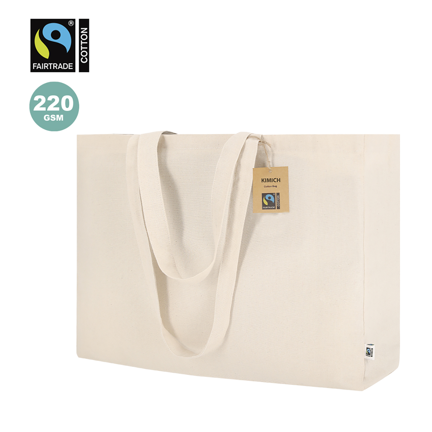Borsa in cotone Fairtrade – 220 g/m² | Rinforzata | Capiente
