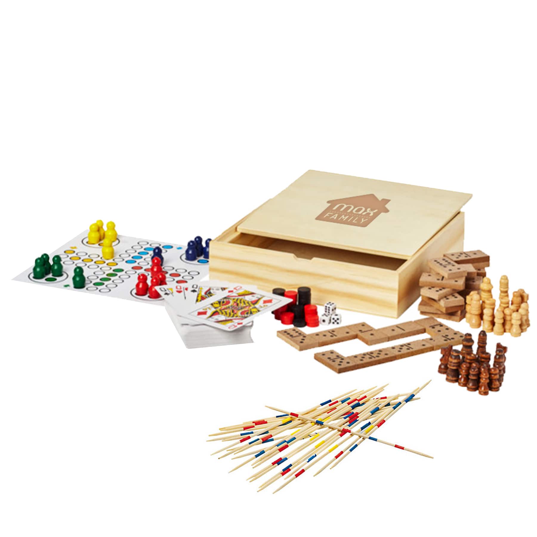 Set da gioco - 8 giochi | Legno | Stampa sul coperchio