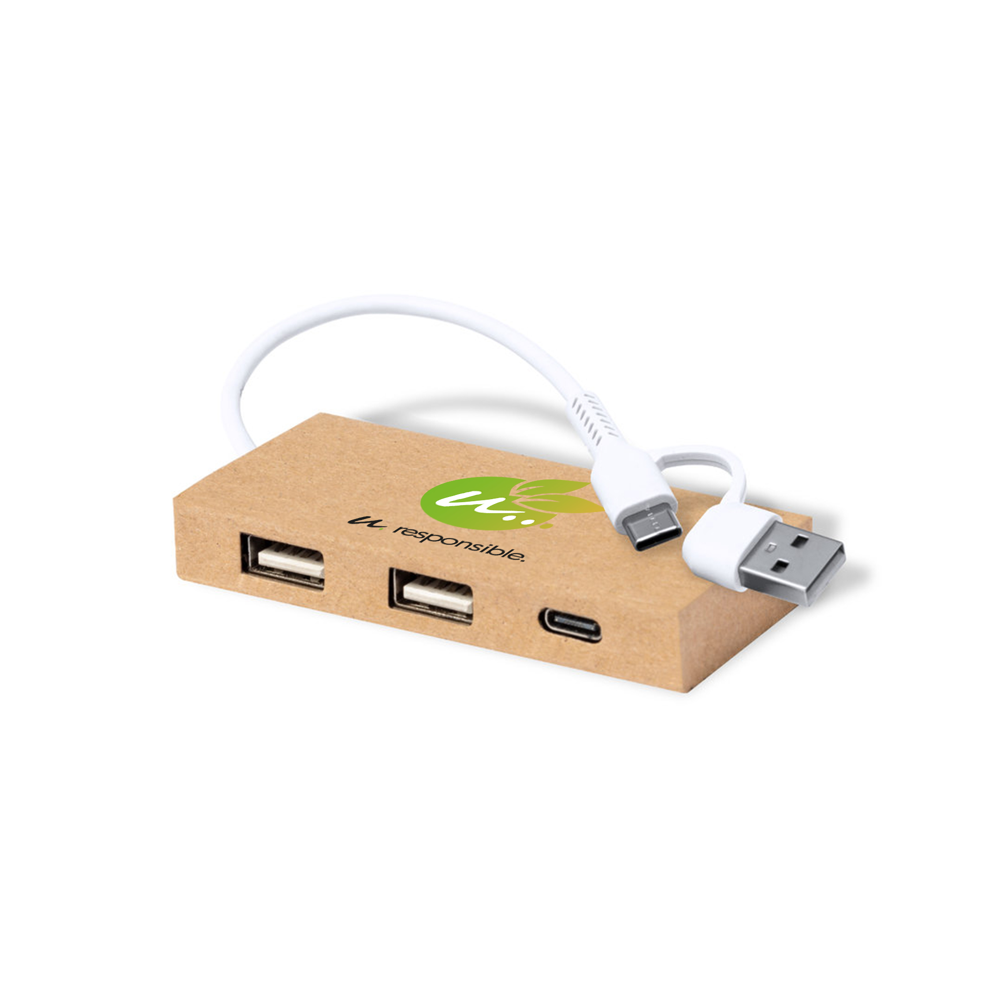 Hub USB - Cartone riciclato | 2 porte USB | Quadricromia