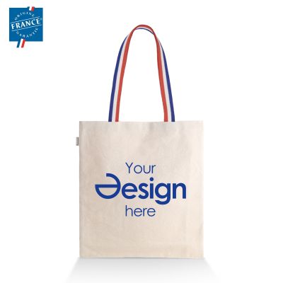 Borsa in cotone Goodjour - 220 gr/m2 | Prodotta in Francia | Cotone riciclato | Manici tricolore