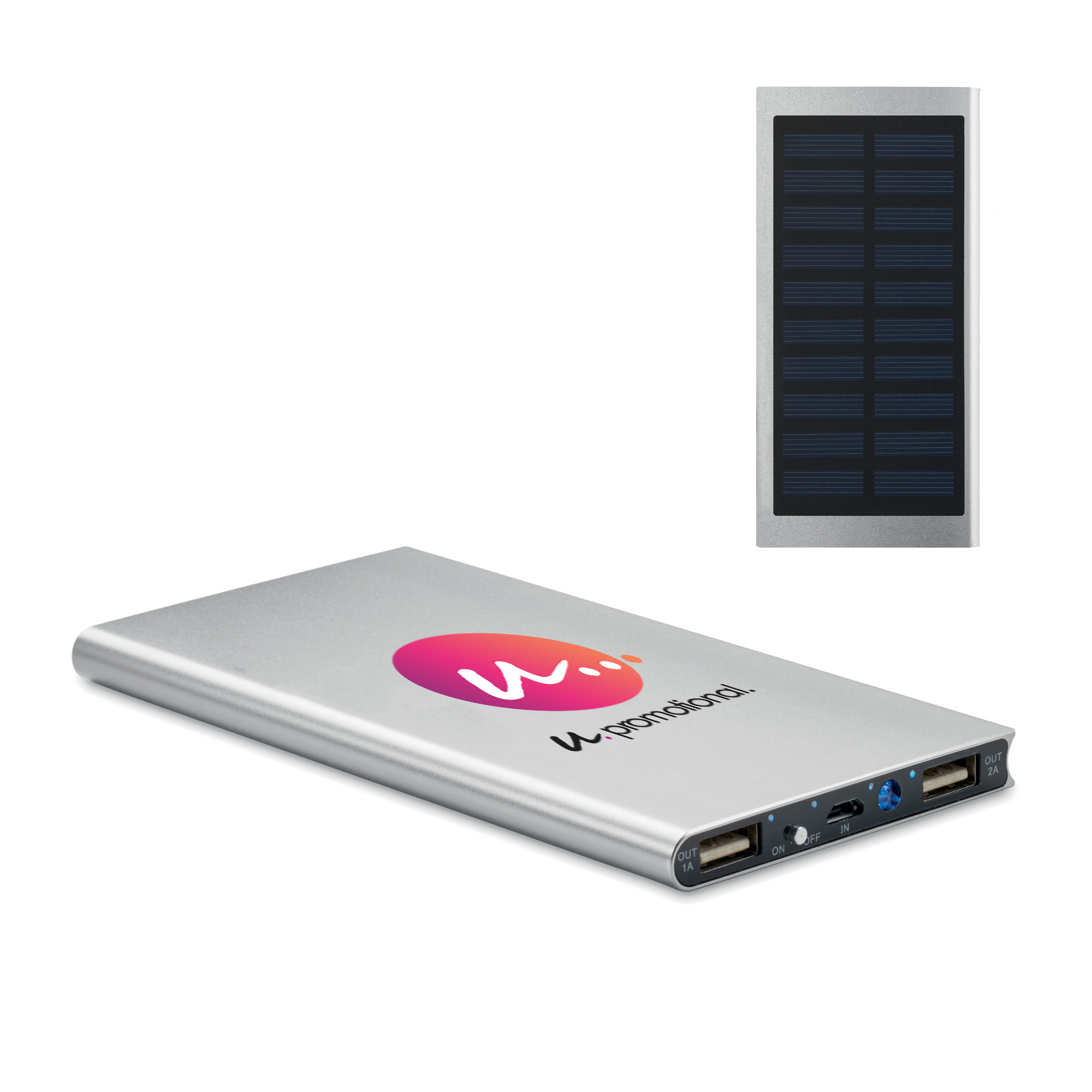 Banca solare - 8000 mAh | Quadricromia | Copia potente