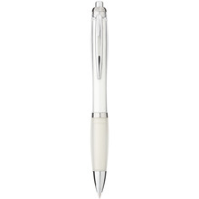 Penna a sfera | Trasparente | Finiture color argento | max028 Bianco