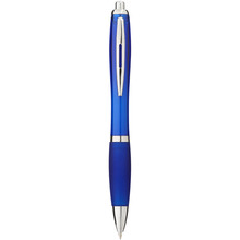 Penna a sfera | Trasparente | Finiture color argento | max028 Blu reale