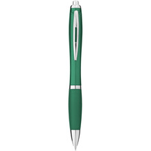 Penna a sfera | Trasparente | Finiture color argento | max028 Verde