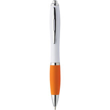 Penne a sfera | Con impugnatura in gomma | Full color | Maxs023 Bianco / Arancione